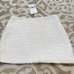 Zara White Sequin Mini Skirt